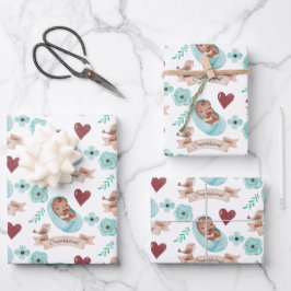 男の赤ちゃん包装紙フラットシートセット3 ラッピングペーパーシート