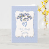 男の赤ちゃん同情カードと小さなベビー足プリント カード (黄色い花)