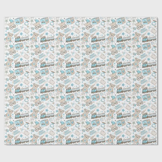 男の赤ちゃん名の追加子供部屋青生まれたばかりのグリッター ラッピングペーパー (フラット)