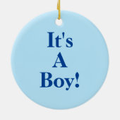 男の赤ちゃん名アナウンスメントアースグリーンブルー セラミックオーナメント (裏面)