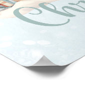 男の赤ちゃん名初めてのクリスマスブルー子供部屋ポスター ポスター (角)