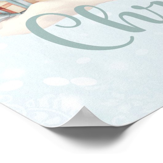 男の赤ちゃん名初めてのクリスマスブルー子供部屋ポスター ポスター (角)