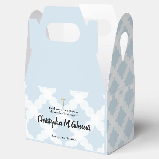 男の赤ちゃん名前をカスタムするブルー《キリスト教》洗礼式や命名式ありがとう フェイバーボックス (オープン)