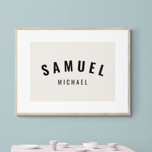 男の赤ちゃん名前をカスタムするプリントミニマリストニュートラルアート ポスター
