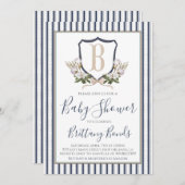 男の赤ちゃん名門私立校風のコットンシャワー招待状 招待状 (正面/裏面)