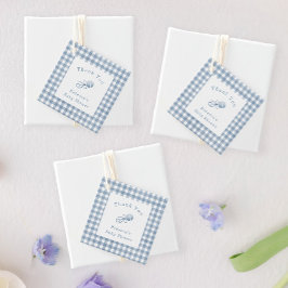 男の赤ちゃん名門私立校風のブルージンガムとラトルありがとう フェイバータグ