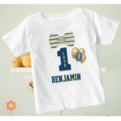 男の赤ちゃん名1ラブボウタイブルー ベビーTシャツ