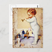 男の赤ちゃん吹の角を兵士に向ける ポストカード (正面/裏面)