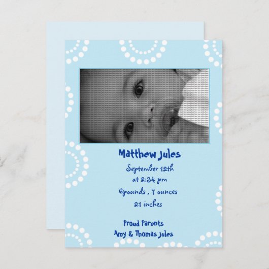 男の赤ちゃん告知フォトカード 案内ポストカード (正面/裏面)