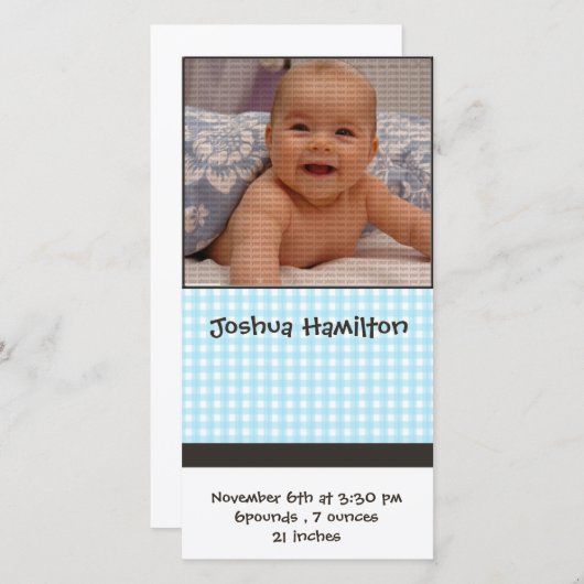 男の赤ちゃん告知フォトカード 案内状 (正面/裏面)