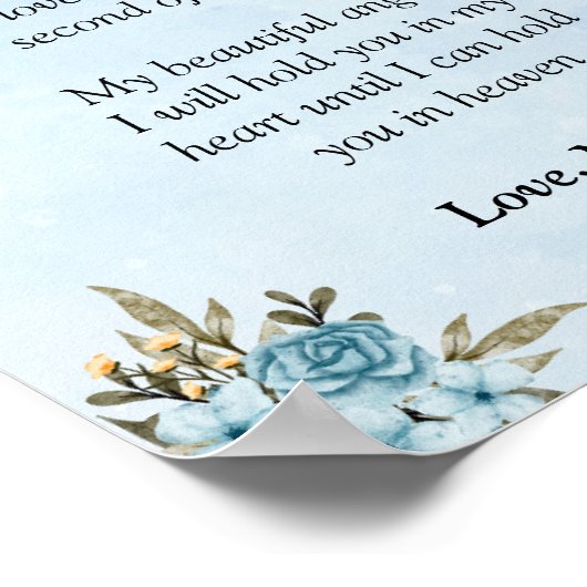 男の赤ちゃん天使への流産の哀悼の手紙 ポスター (角)