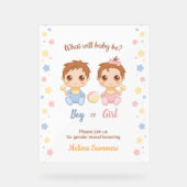 男の赤ちゃん女の子の性別の表示パーティー アクリルサイン (正面)