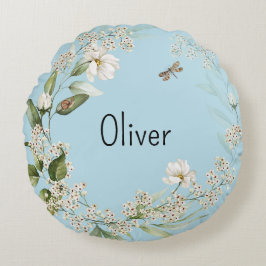 男の赤ちゃん子供部屋デコールウォーター色フローラ ラウンドクッション