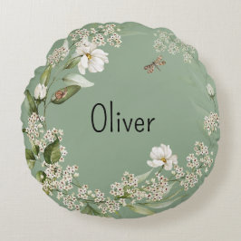 男の赤ちゃん子供部屋デコールウォーター色フローラ ラウンドクッション
