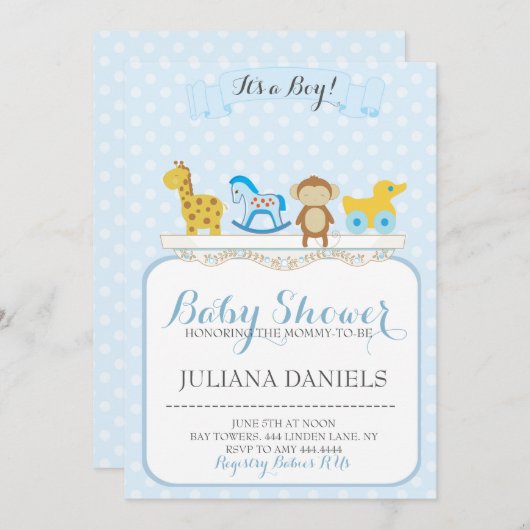 男の赤ちゃん子供部屋ベビーシャワー招待状 招待状 (正面/裏面)