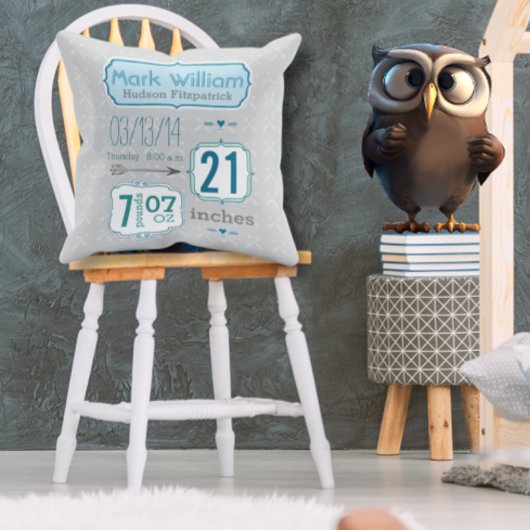 男の赤ちゃん子供部屋ルームベビー状態矢印パターン クッション