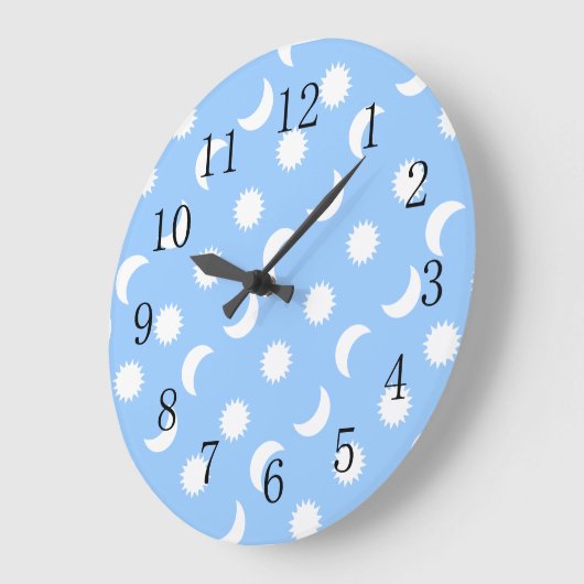 男の赤ちゃん子供部屋低価格サンムーンブルー ラージ壁時計 (傾斜)
