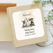 男の赤ちゃん子犬の尾ベビーシャワーありがとう スクエアシール