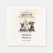 男の赤ちゃん子犬の尾ベビーシャワー スタンダードカクテルナプキン (正面)