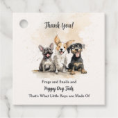 男の赤ちゃん子犬の尾ベビーシャワー フェイバータグ (正面)