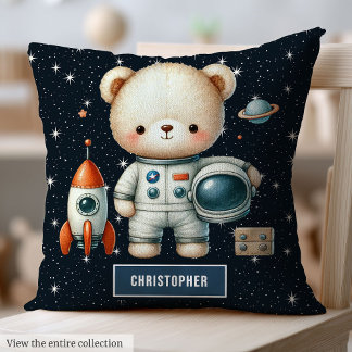 男の赤ちゃん宇宙枕名前をカスタムするテディベア クッション
