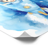 男の赤ちゃん宇宙飛行士の水彩画 ポスター (角)