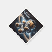 男の赤ちゃん宇宙飛行士テディベア スタンダードカクテルナプキン (角)