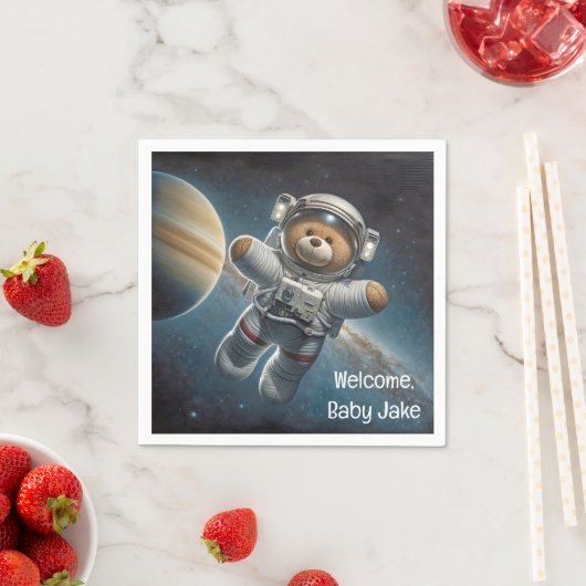 男の赤ちゃん宇宙飛行士テディベア スタンダードカクテルナプキン (インサイチュ)