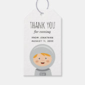 男の赤ちゃん宇宙飛行士子供の誕生日パーティー感謝していユー ギフトタグ (正面)