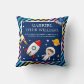 男の赤ちゃん宇宙飛行士宇宙ロケット誕生統計 クッション (裏面)