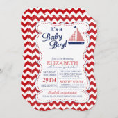 男の赤ちゃん帆船の赤ちゃん航海のシャワー 招待状 (正面/裏面)