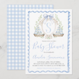 男の赤ちゃん帆船シャワ名門私立校風のー航海のブルー 招待状