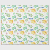 男の赤ちゃん恐竜の名前 – 子供部屋かわいいシャワーギフト ラッピングペーパー (フラット)