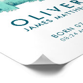 男の赤ちゃん恐竜ステゴサウルス誕生統計ポスター ポスター (角)