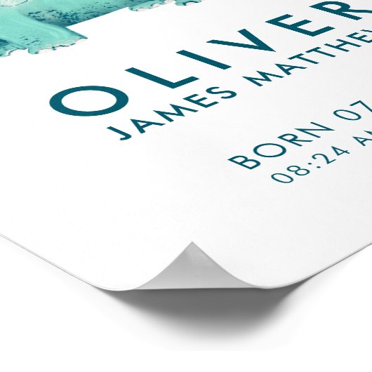 男の赤ちゃん恐竜ステゴサウルス誕生統計ポスター ポスター (角)