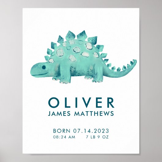 男の赤ちゃん恐竜ステゴサウルス誕生統計ポスター ポスター (正面)