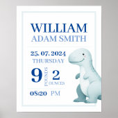 男の赤ちゃん恐竜パーソナライズされたの誕生の発表 ポスター (正面)