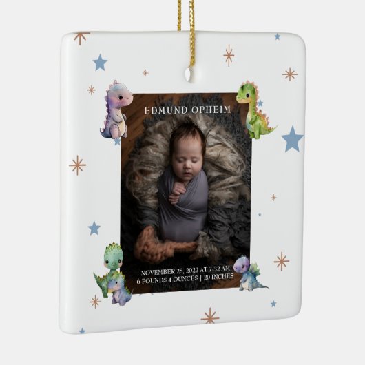 男の赤ちゃん恐竜誕生写真 セラミックオーナメント (右)