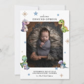 男の赤ちゃん恐竜誕生写真 案内状 (正面)