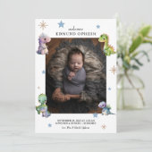 男の赤ちゃん恐竜誕生写真 案内状 (スタンド正面)