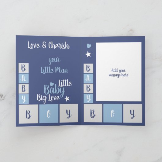 男の赤ちゃん愛と愛あなたの小さな男の海軍 カード (内部)