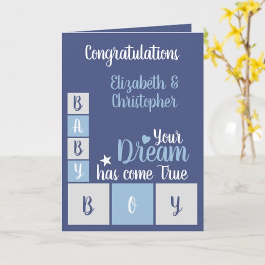 男の赤ちゃん愛と愛あなたの小さな男の海軍 カード (黄色い花)