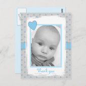 男の赤ちゃん感謝していの青と灰色のギフト用の写真 ポストカード (正面/裏面)