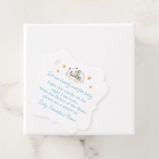 男の赤ちゃん我々は赤ちゃんシャワーキャンドルを心待ちできる フェイバータグ (インサイチュ)