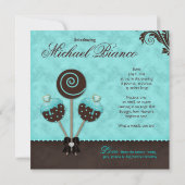 男の赤ちゃん招待状アナウンスケーキポップブルー 招待状 (裏面)