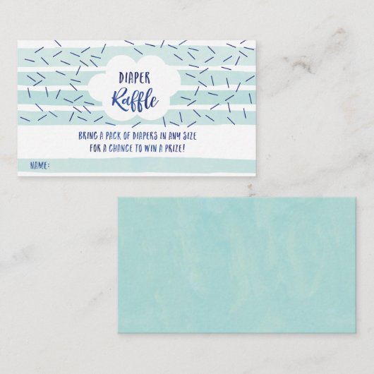 男の赤ちゃん振りおむつラッフルカード – 青 エンクロージャーカード (正面/裏面)