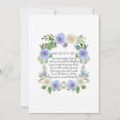 男の赤ちゃん散水シャワーブルーnホワイトローズフローラ 招待状 (裏面)