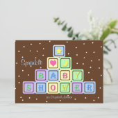 男の赤ちゃん散水シャワー招待状ベビーブロック 招待状 (スタンド正面)