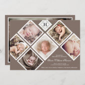 男の赤ちゃん数々のフォトニュートラルモノグラム 案内状 (正面/裏面)