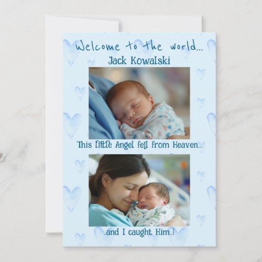 男の赤ちゃん新規到着 案内状 (正面)